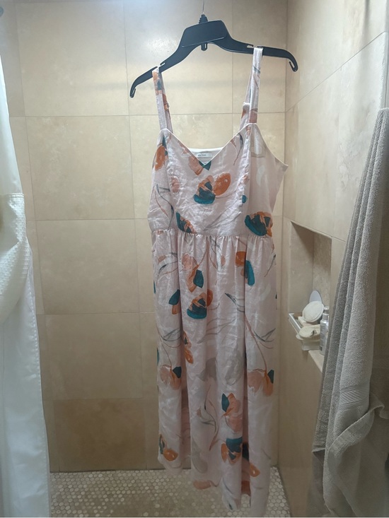 Rachel Zoe Dresses & Skirts - Rachel Zoe Floral Linen Midi Dress in Blush with Teal & Orange Accents